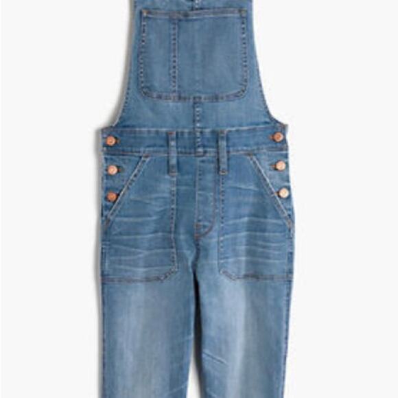 Madewell Overalls Women's Blue Skinny Crop Distressed Stretch Hewitt Wash Sz XS - Picture 4 of 13